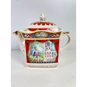Vintage James Sadler Romeo & Juliet Teapot Staffordshire England #4445 Red Gold
